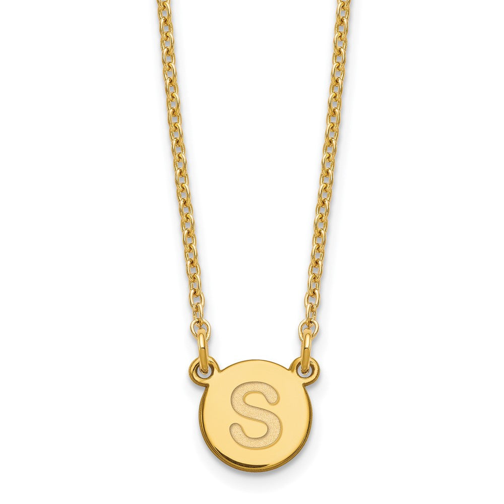 Sterling Silver Gold-plated Tiny Circle Block Letter S Initial Necklace