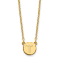 Sterling Silver Gold-plated Tiny Circle Block Letter T Initial Necklace