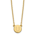 Sterling Silver Gold-plated Tiny Circle Block Letter U Initial Necklace
