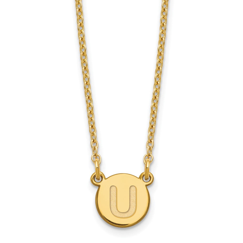 Sterling Silver Gold-plated Tiny Circle Block Letter U Initial Necklace