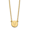 Sterling Silver Gold-plated Tiny Circle Block Letter V Initial Necklace