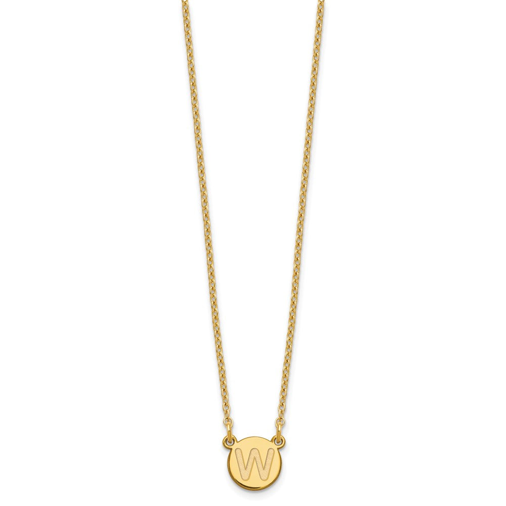 Sterling Silver Gold-plated Tiny Circle Block Letter W Initial Necklace