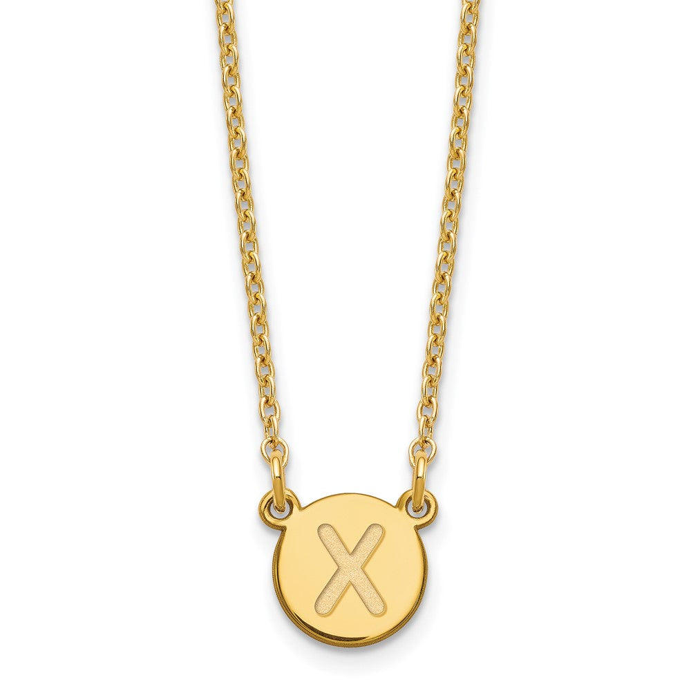Sterling Silver Gold-plated Tiny Circle Block Letter X Initial Necklace