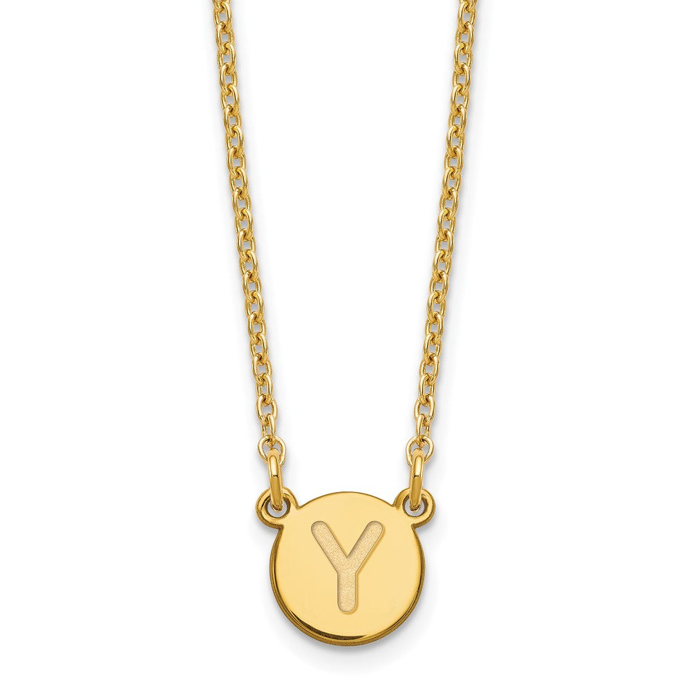 Sterling Silver Gold-plated Tiny Circle Block Letter Y Initial Necklace