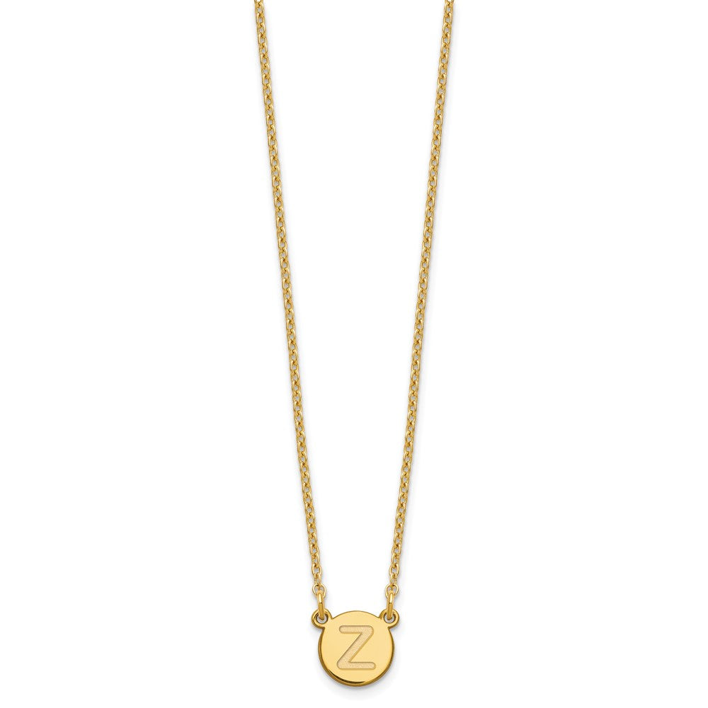 Sterling Silver Gold-plated Tiny Circle Block Letter Z Initial Necklace