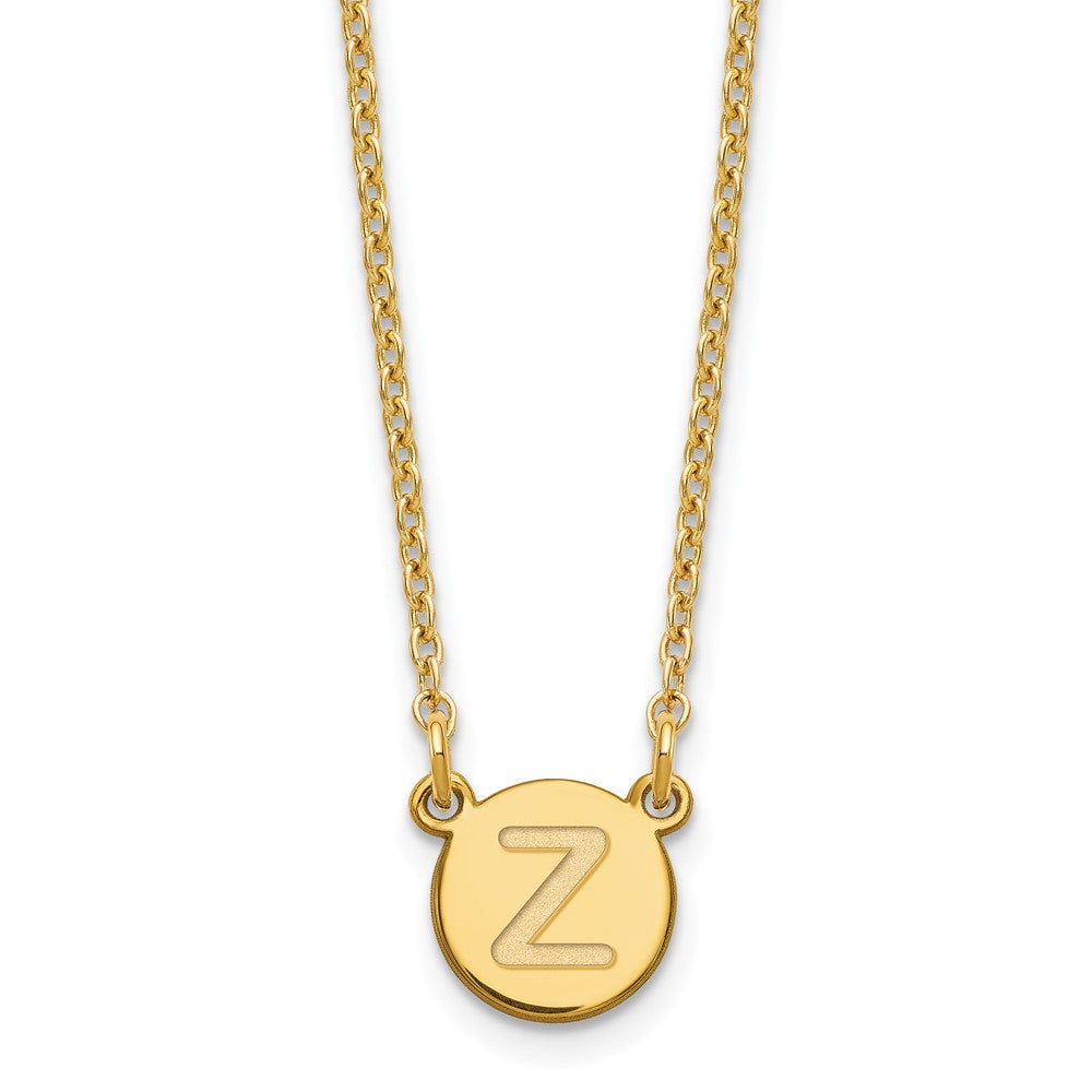 Sterling Silver Gold-plated Tiny Circle Block Letter Z Initial Necklace
