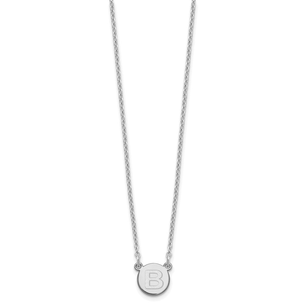 Sterling Silver Rhodium-plated Tiny Circle Block Letter B Initial Necklace
