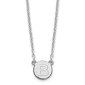Sterling Silver Rhodium-plated Tiny Circle Block Letter B Initial Necklace