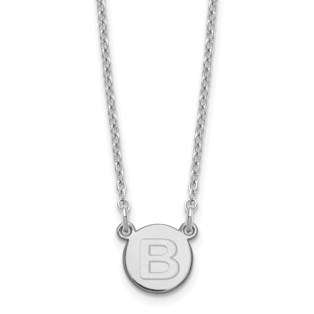 Sterling Silver Rhodium-plated Tiny Circle Block Letter B Initial Necklace