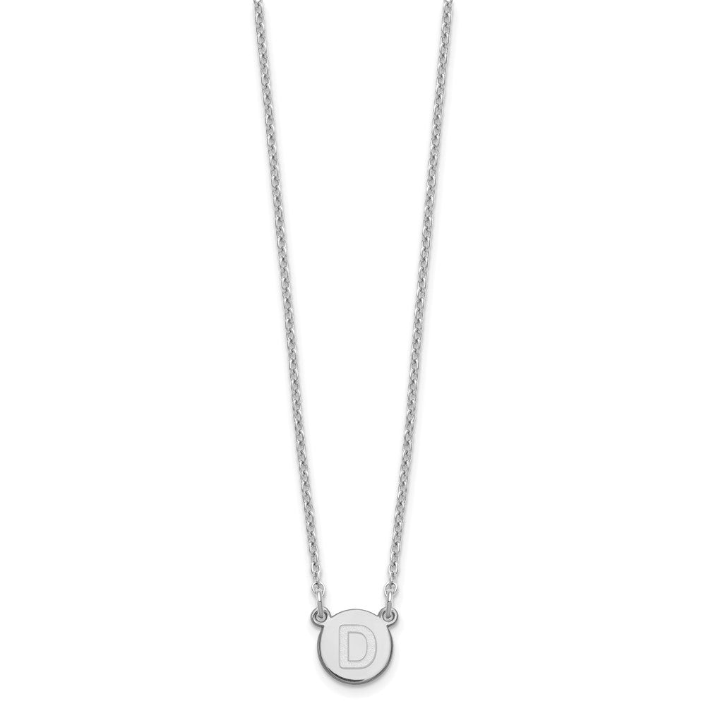 Sterling Silver Rhodium-plated Tiny Circle Block Letter D Initial Necklace