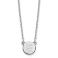 Sterling Silver Rhodium-plated Tiny Circle Block Letter E Initial Necklace
