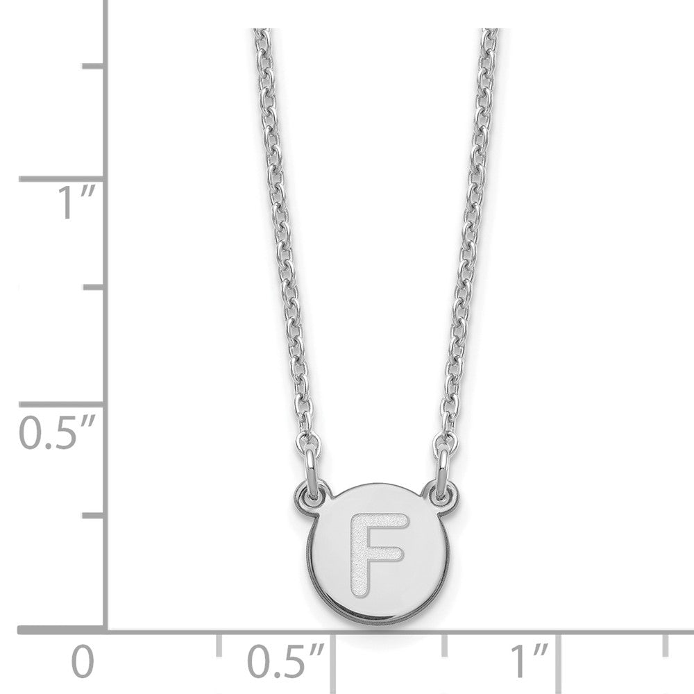 Sterling Silver Rhodium-plated Tiny Circle Block Letter F Initial Necklace