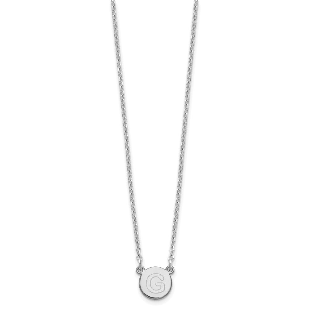 Sterling Silver Rhodium-plated Tiny Circle Block Letter G Initial Necklace