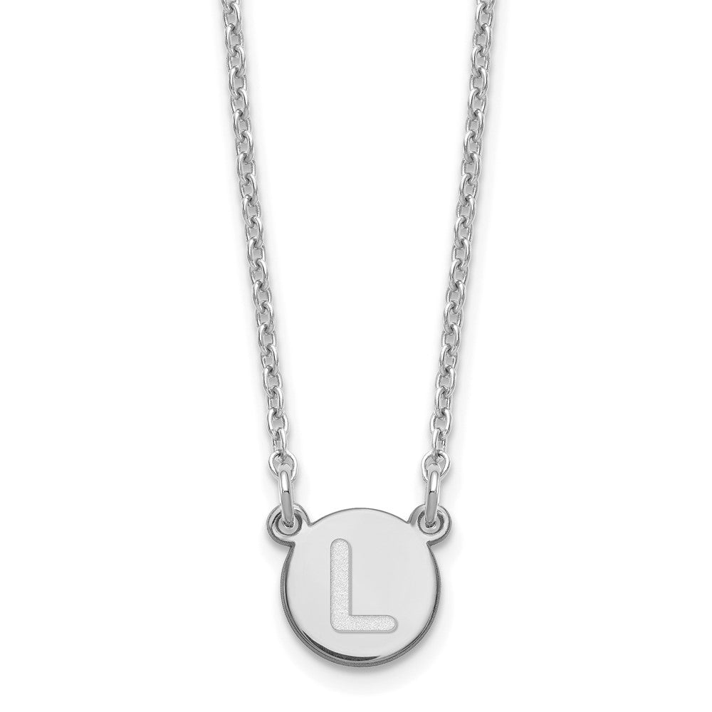 Sterling Silver Rhodium-plated Tiny Circle Block Letter L Initial Necklace