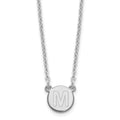 Sterling Silver Rhodium-plated Tiny Circle Block Letter M Initial Necklace