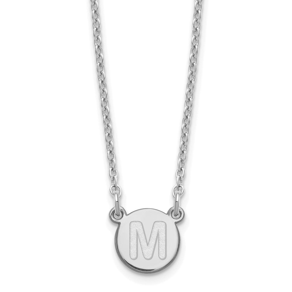 Sterling Silver Rhodium-plated Tiny Circle Block Letter M Initial Necklace