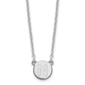 Sterling Silver Rhodium-plated Tiny Circle Block Letter N Initial Necklace