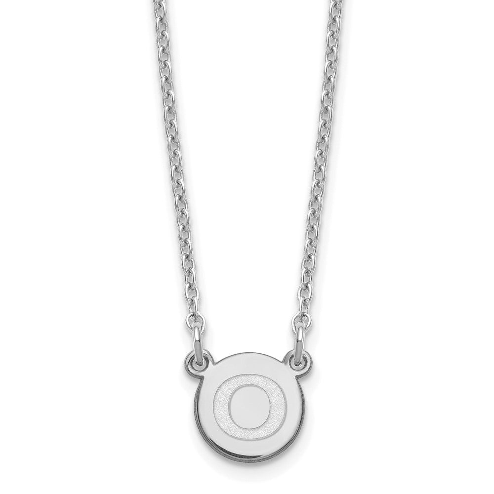 Sterling Silver Rhodium-plated Tiny Circle Block Letter O Initial Necklace