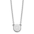 Sterling Silver Rhodium-plated Tiny Circle Block Letter Q Initial Necklace