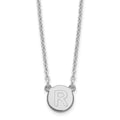 Sterling Silver Rhodium-plated Tiny Circle Block Letter R Initial Necklace