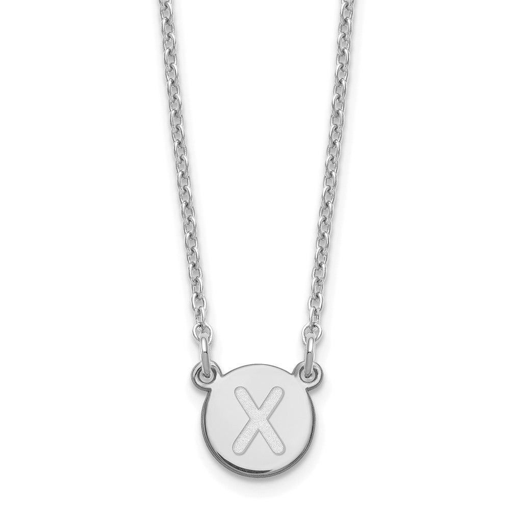 Sterling Silver Rhodium-plated Tiny Circle Block Letter X Initial Necklace