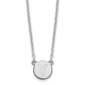 Sterling Silver Rhodium-plated Tiny Circle Block Letter Y Initial Necklace