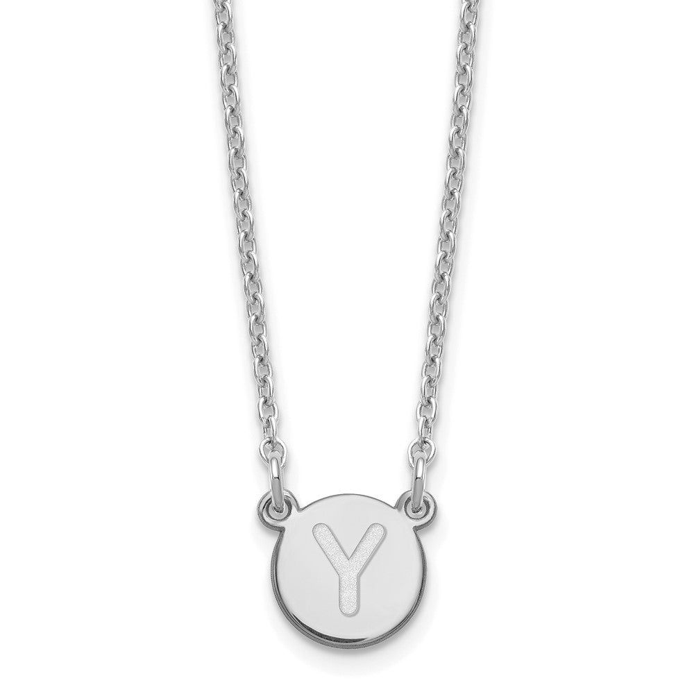 Sterling Silver Rhodium-plated Tiny Circle Block Letter Y Initial Necklace