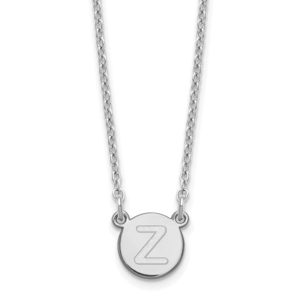 Sterling Silver Rhodium-plated Tiny Circle Block Initial Letter Z Necklace