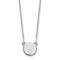 14kw Tiny Circle Block Letter V Initial Necklace