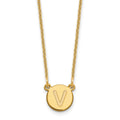 14KY Tiny Circle Block Letter V Initial Necklace