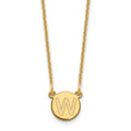 14KY Tiny Circle Block Letter W Initial Necklace