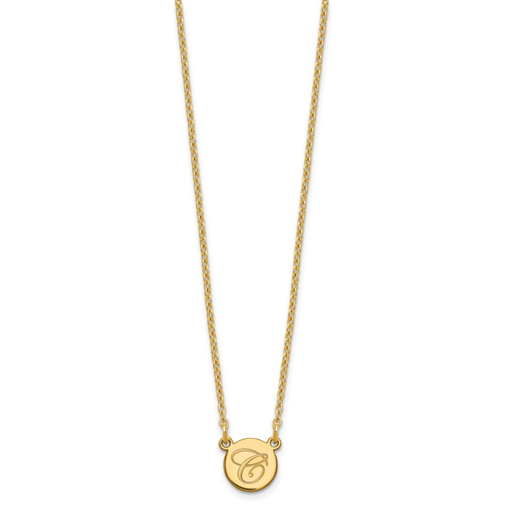 Sterling Silver/Gold-plated Small Circle with Script Initial Necklace