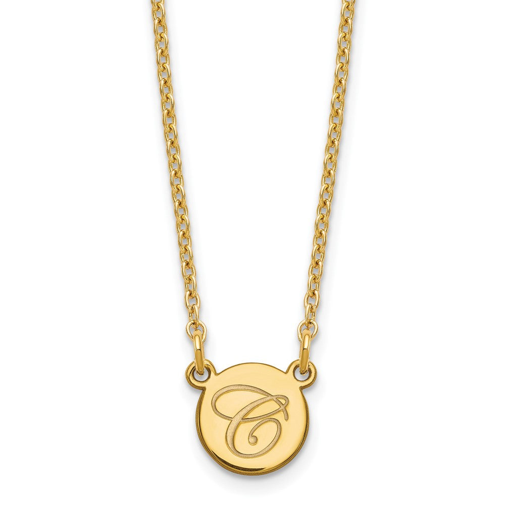 14k White Gold Small Circle with Script Initial Necklace
