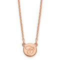 Sterling Silver/Rose-plated Small Circle with Script Initial Necklace