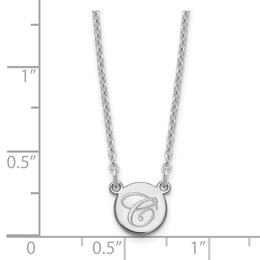 SS/Rhodium-plated Small Circle with Script Initial Necklace