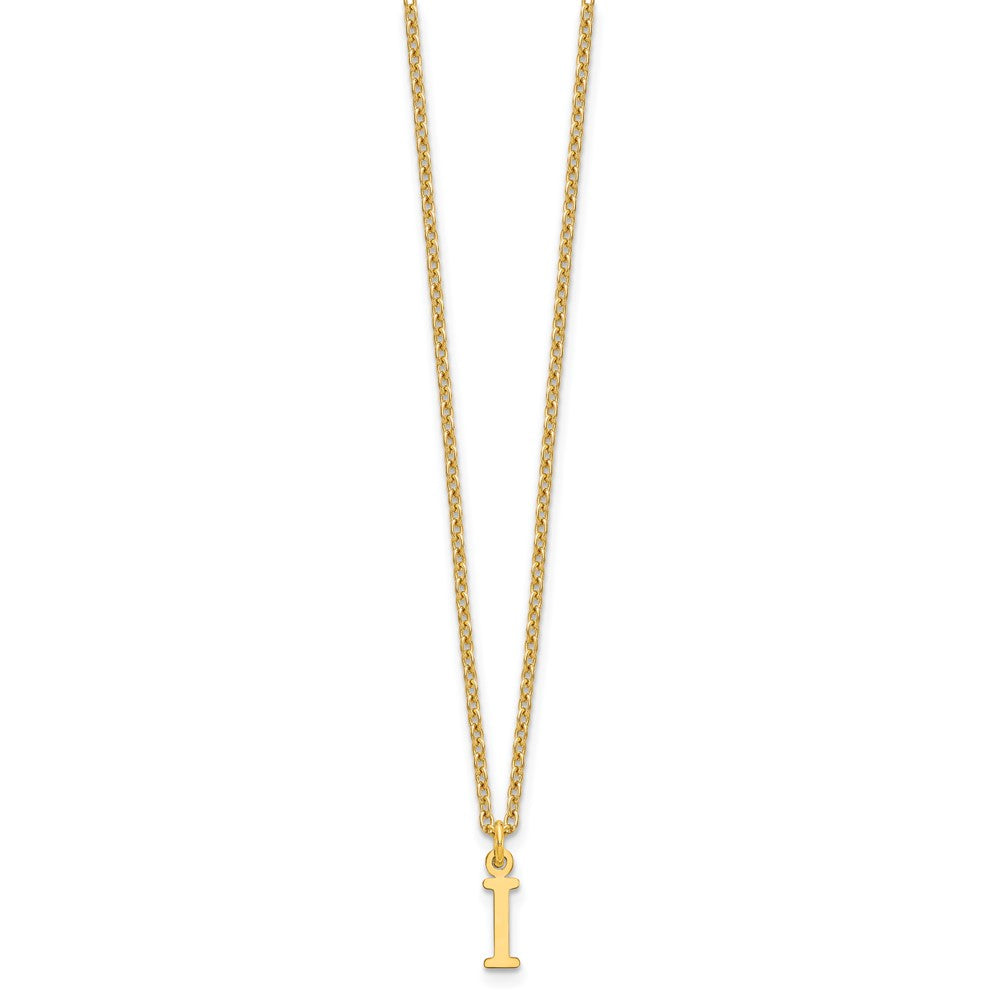 Sterling Silver Gold-plated Cutout Letter I Initial Necklace