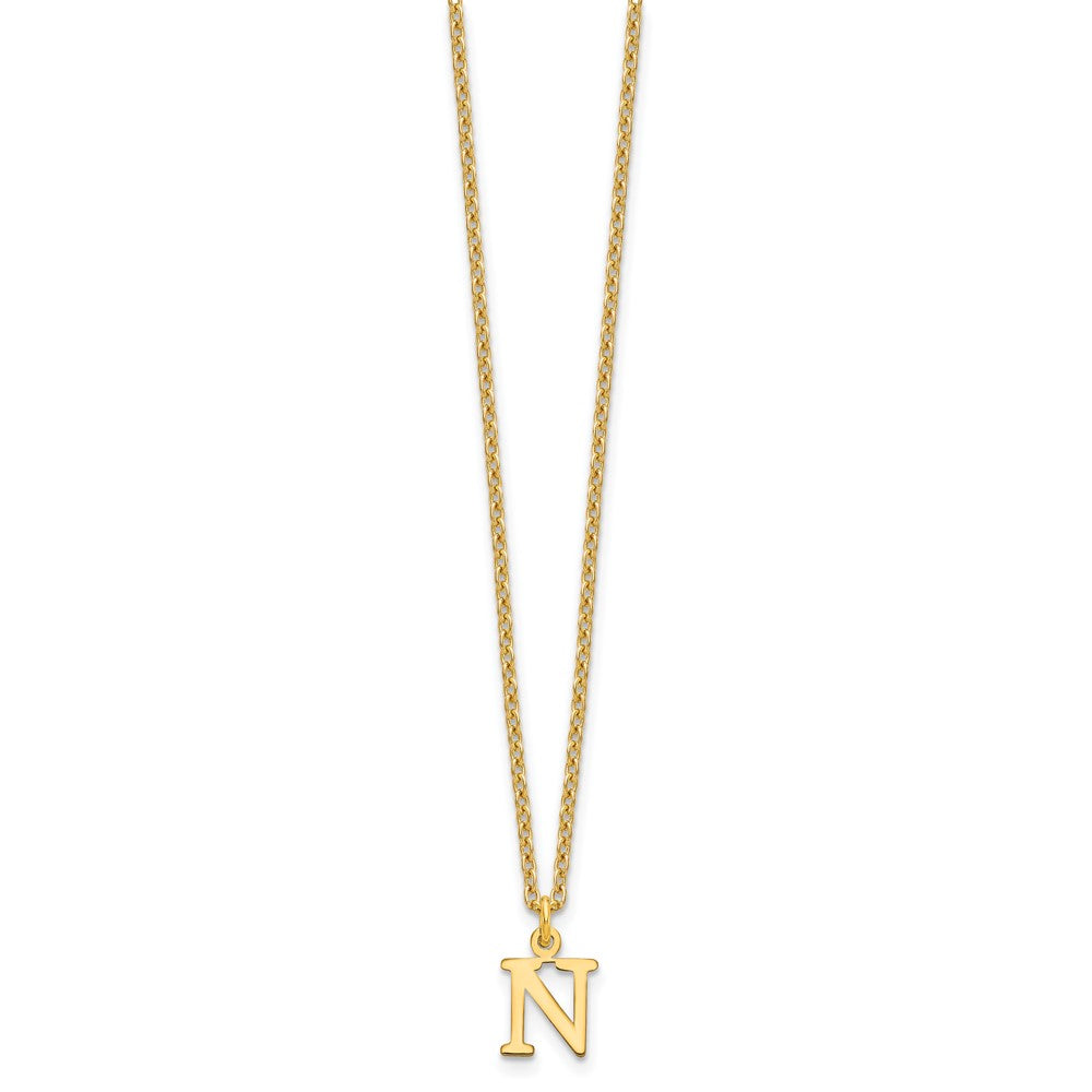 Sterling Silver Gold-plated Cutout Letter N Initial Necklace