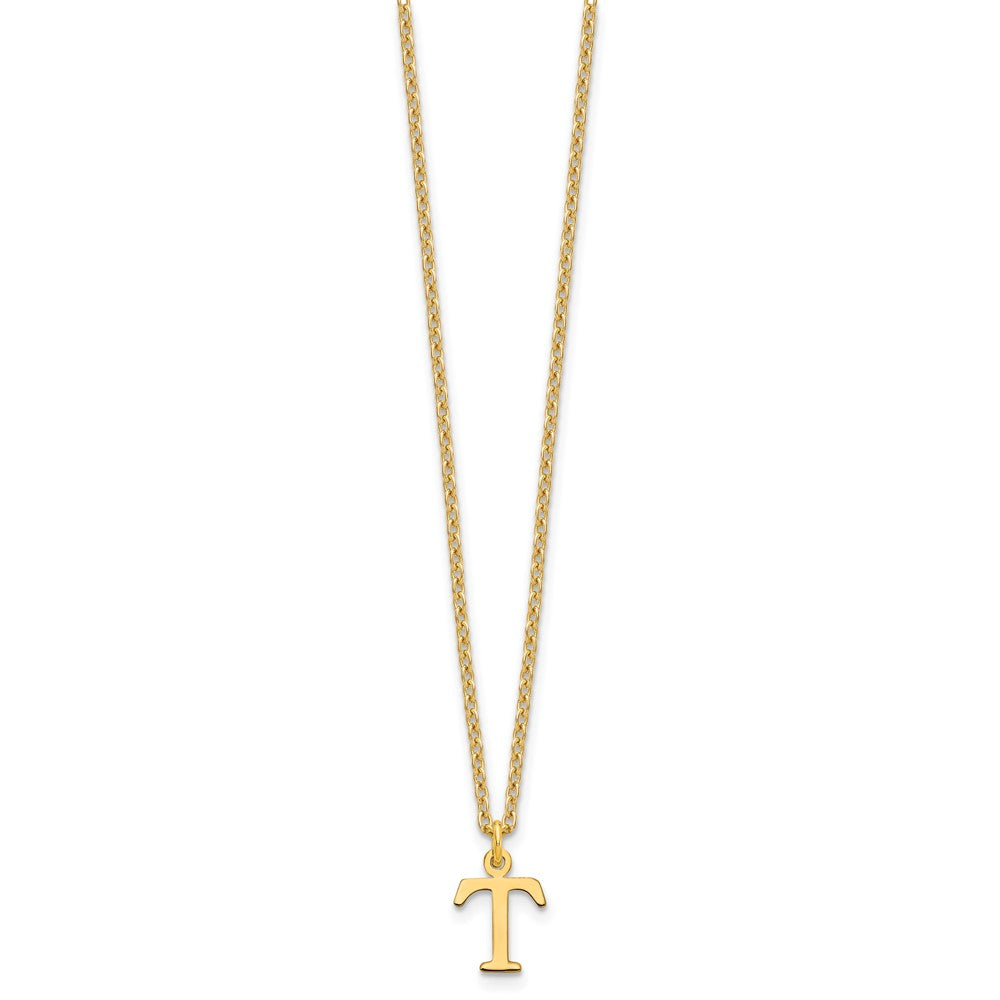 Sterling Silver Gold-plated Cutout Letter T Initial Necklace