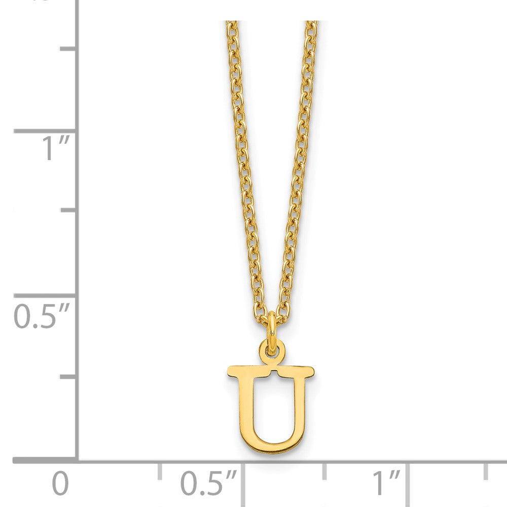 Sterling Silver Gold-plated Cutout Letter U Initial Necklace