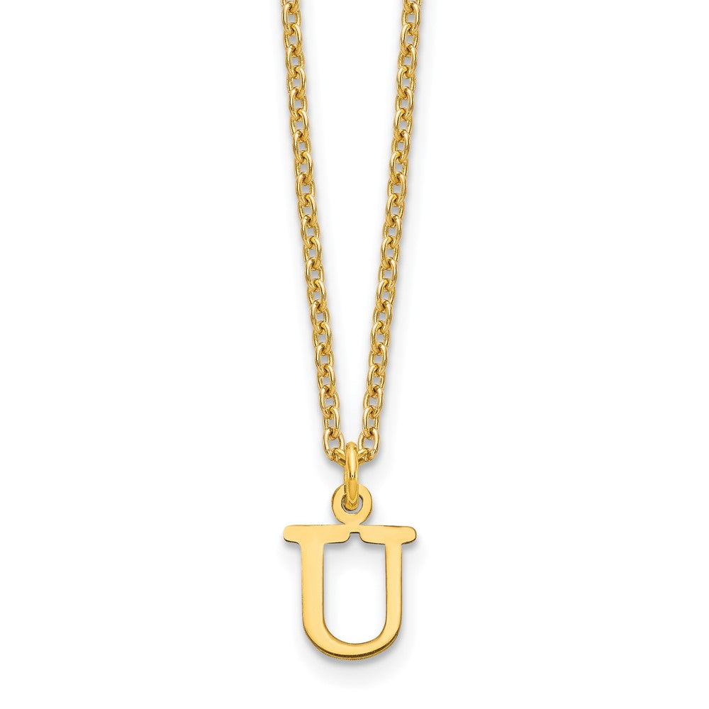 Sterling Silver Gold-plated Cutout Letter U Initial Necklace