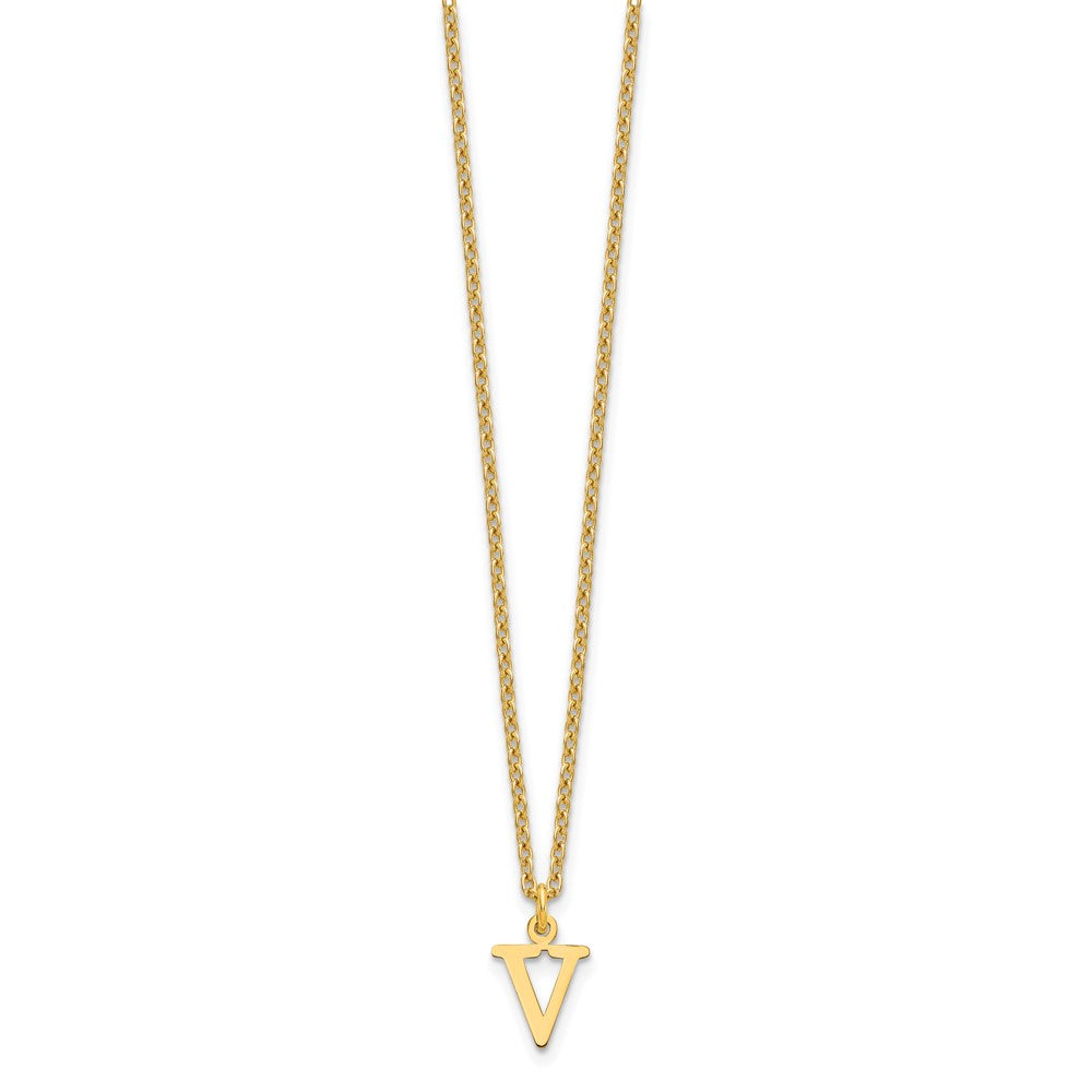 Sterling Silver Gold-plated Cutout Letter V Initial Necklace