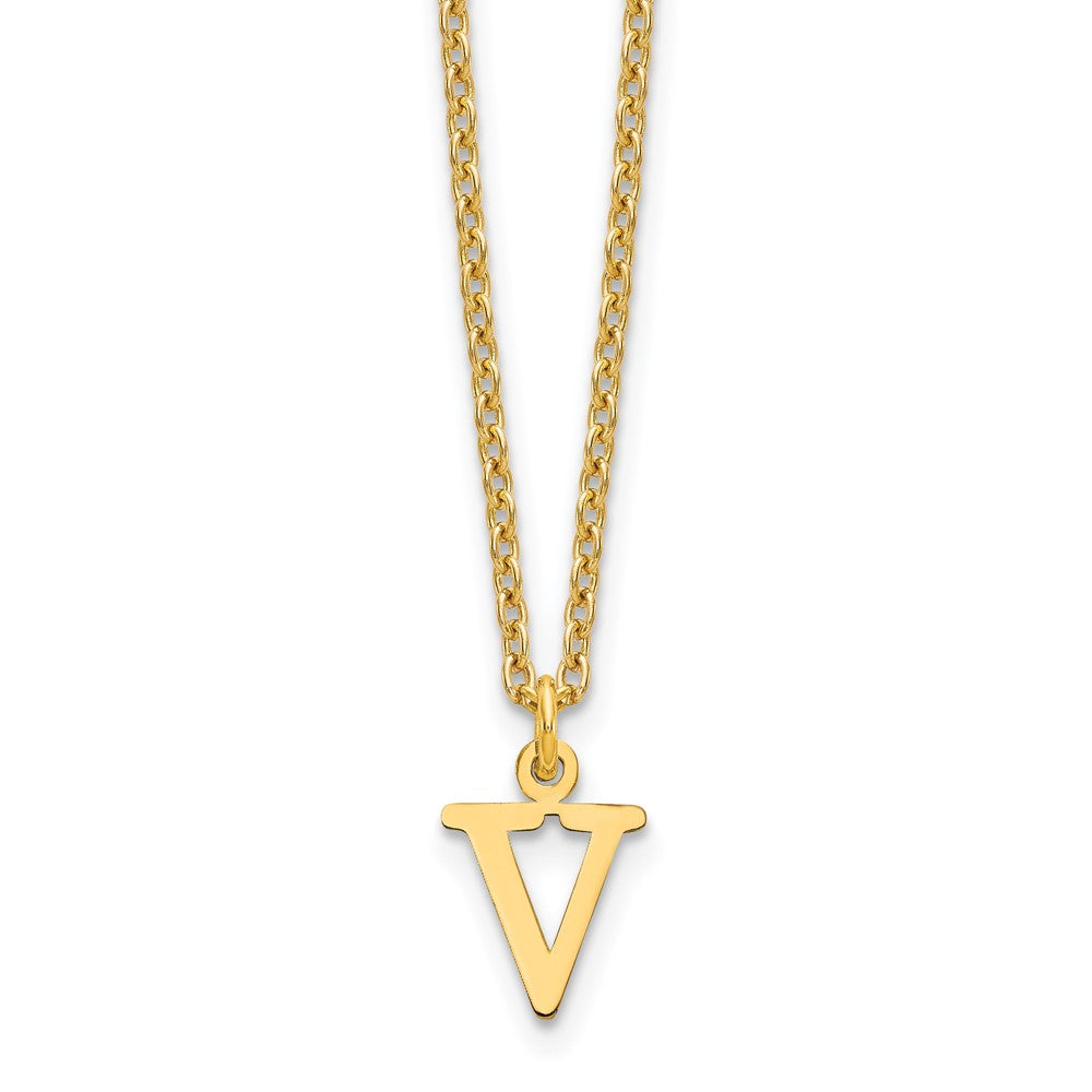 Sterling Silver Gold-plated Cutout Letter V Initial Necklace