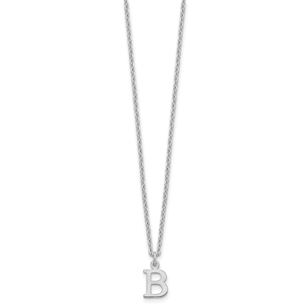 Sterling Silver Rhodium-plated Cutout Letter B Initial Necklace