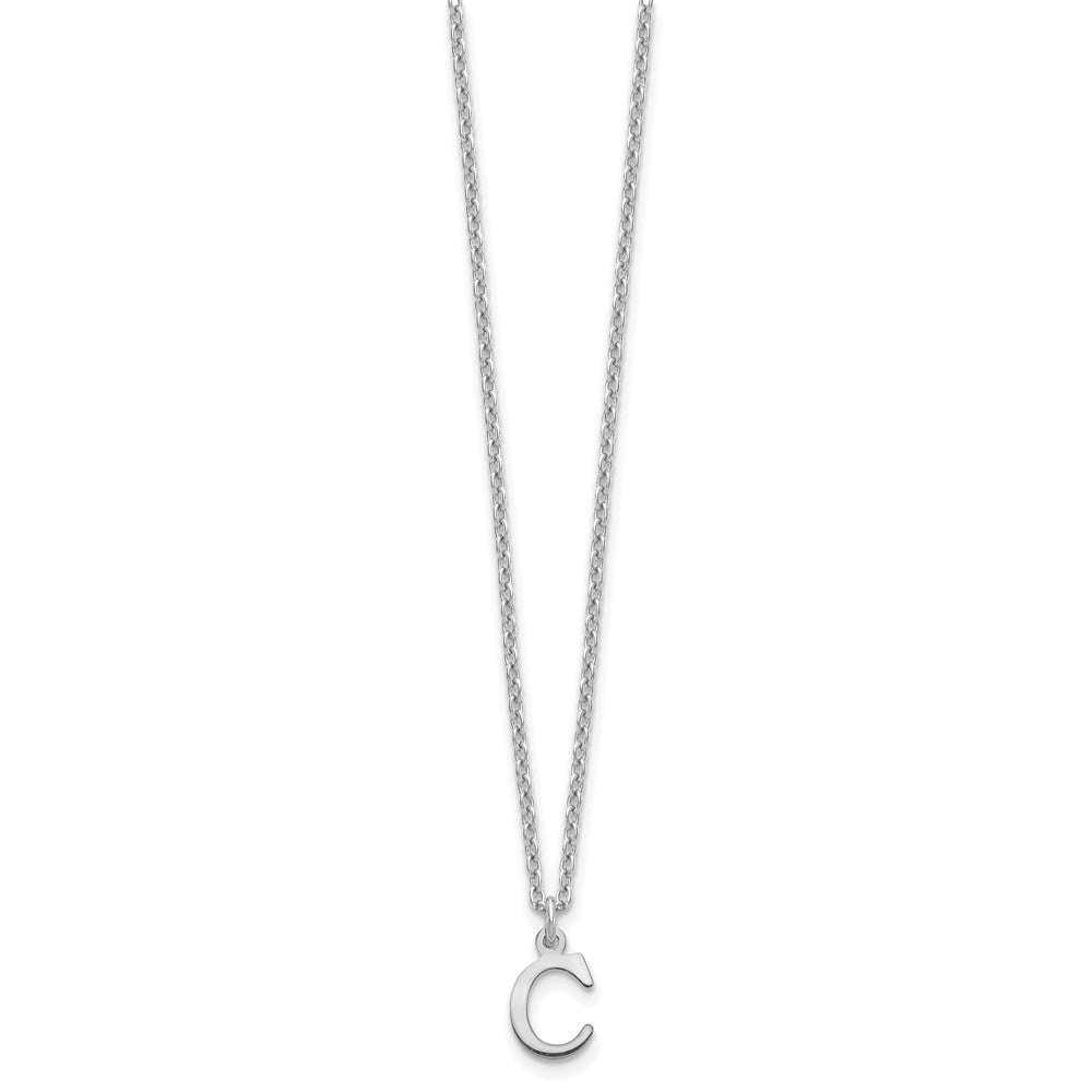 Sterling Silver Rhodium-plated Cutout Letter C Initial Necklace