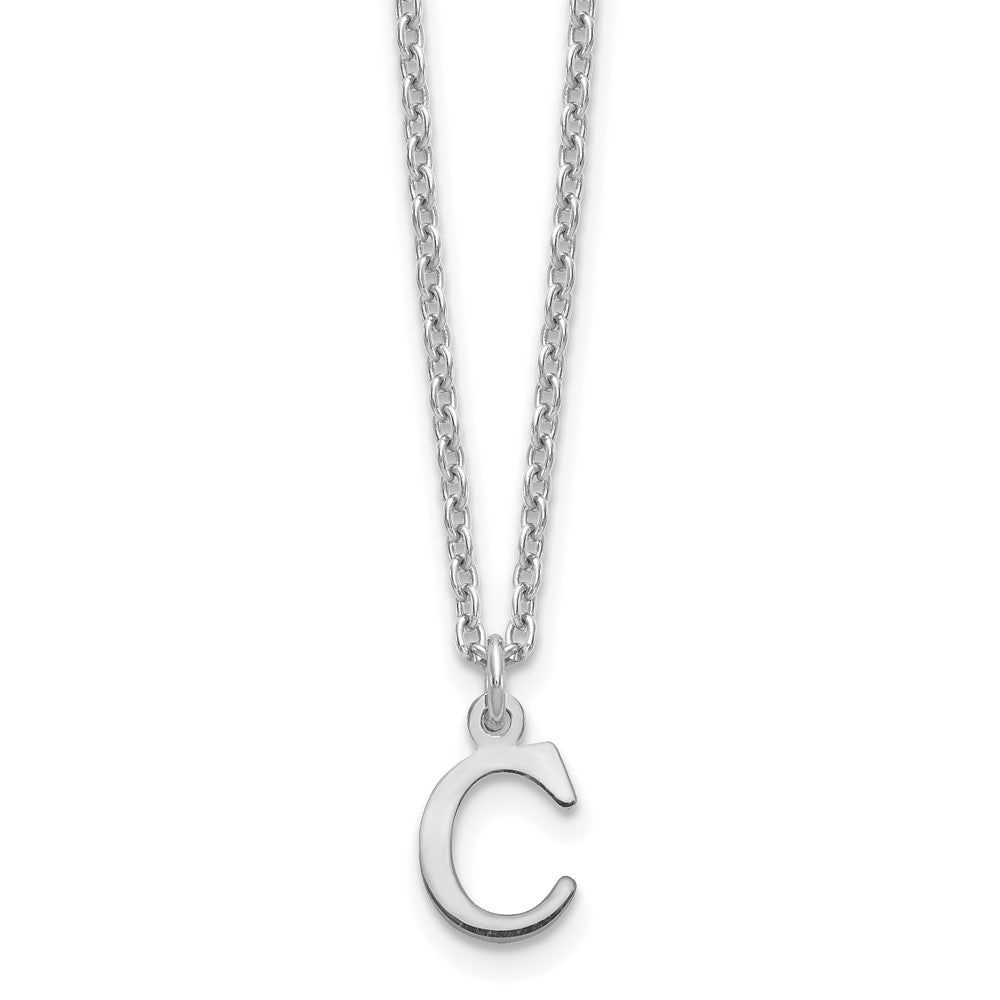 Sterling Silver Rhodium-plated Cutout Letter C Initial Necklace