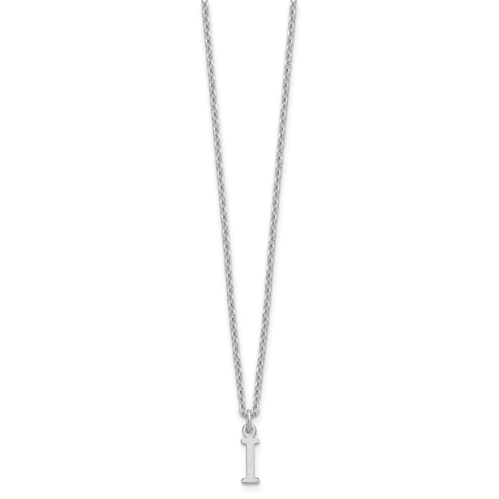 Sterling Silver Rhodium-plated Cutout Letter I Initial Necklace
