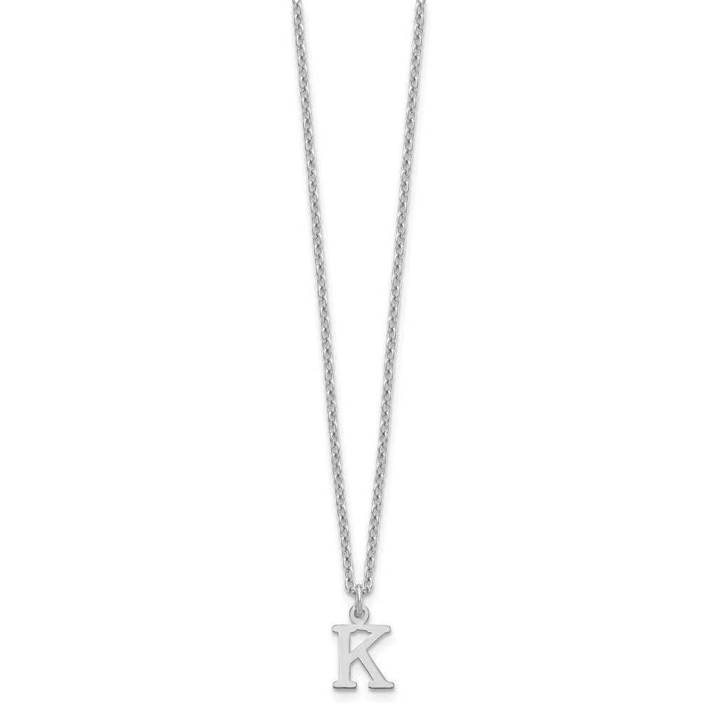 Sterling Silver Rhodium-plated Cutout Letter K Initial Necklace