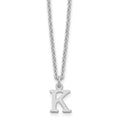 Sterling Silver Rhodium-plated Cutout Letter K Initial Necklace