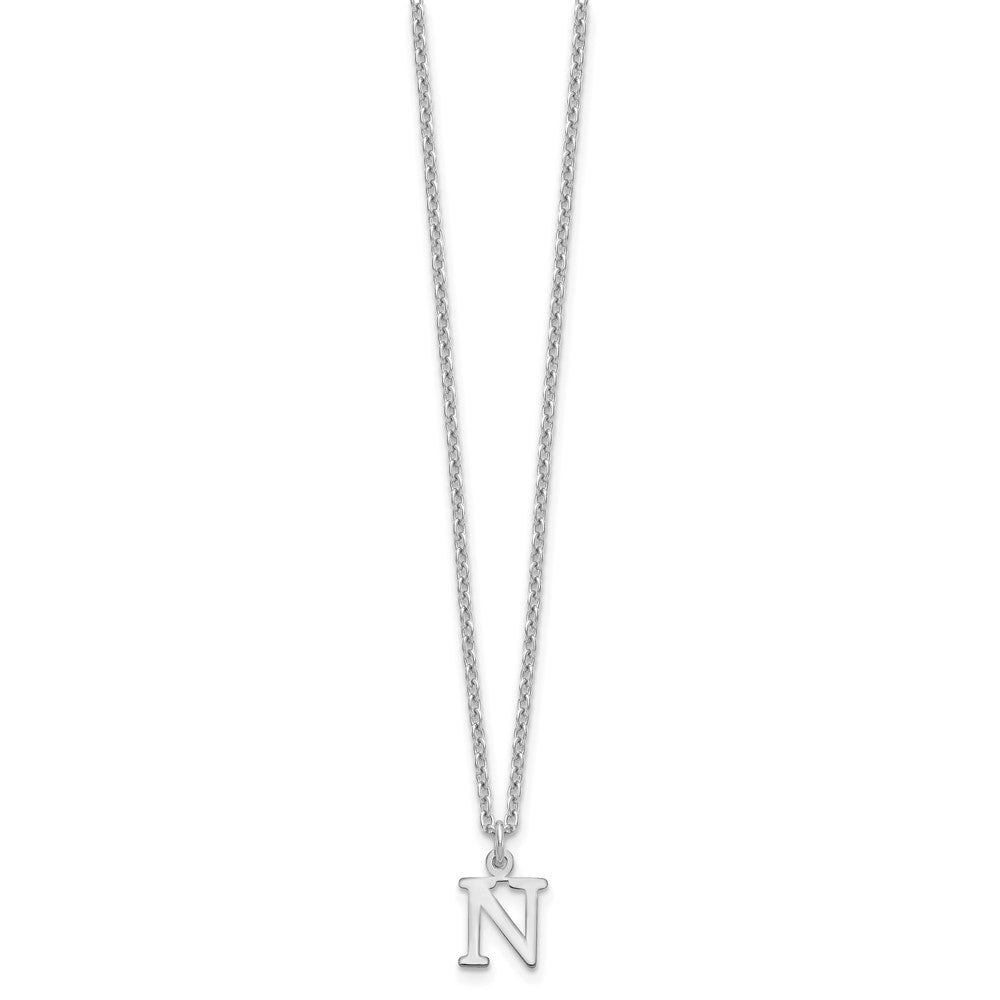 Sterling Silver Rhodium-plated Cutout Letter N Initial Necklace