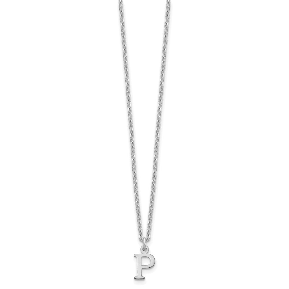 Sterling Silver Rhodium-plated Cutout Letter P Initial Necklace
